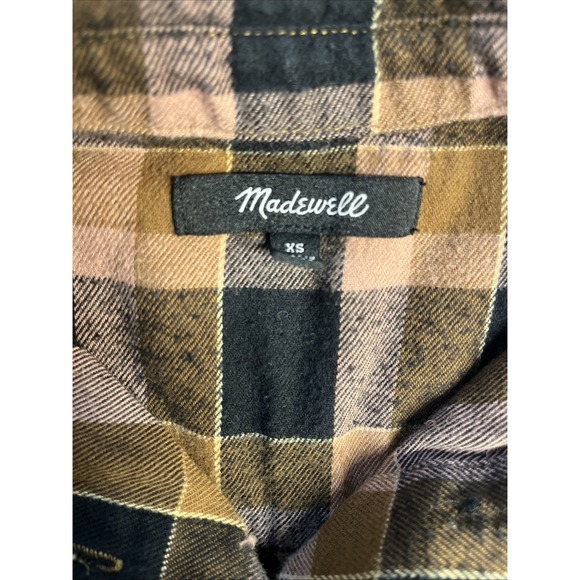 Madewell Pink Brown Black Plaid Flannel Button-Down‎ Shirt Size XS - Picture 3 of 5